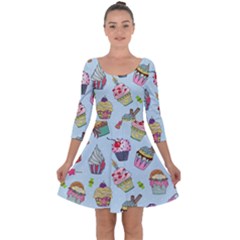 Quarter Sleeve Skater Dress 