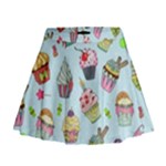 Cupcake Doodle Pattern Mini Flare Skirt