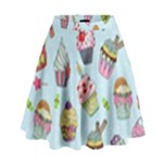 Cupcake Doodle Pattern High Waist Skirt