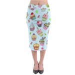 Cupcake Doodle Pattern Midi Pencil Skirt