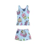 Cupcake Doodle Pattern Kids  Boyleg Swimsuit