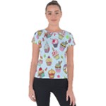 Cupcake Doodle Pattern Short Sleeve Sports Top 