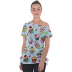 Cupcake Doodle Pattern Tie-Up Tee