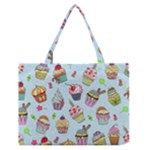 Cupcake Doodle Pattern Zipper Medium Tote Bag