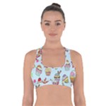 Cupcake Doodle Pattern Cross Back Sports Bra