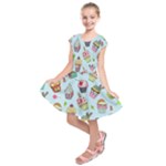 Cupcake Doodle Pattern Kids  Short Sleeve Dress