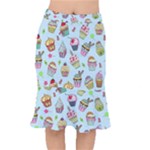 Cupcake Doodle Pattern Short Mermaid Skirt