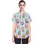 Cupcake Doodle Pattern Women s Short Sleeve Shirt