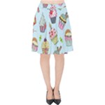 Cupcake Doodle Pattern Velvet High Waist Skirt