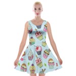 Cupcake Doodle Pattern Velvet Skater Dress