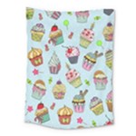 Cupcake Doodle Pattern Medium Tapestry