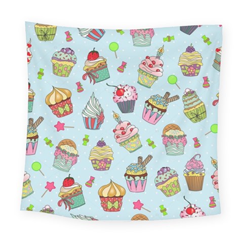 Cupcake Doodle Pattern Square Tapestry (Large) from ArtsNow.com