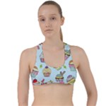 Cupcake Doodle Pattern Criss Cross Racerback Sports Bra