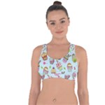 Cupcake Doodle Pattern Cross String Back Sports Bra