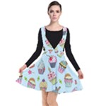 Cupcake Doodle Pattern Plunge Pinafore Dress