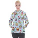 Cupcake Doodle Pattern Women s Hooded Pullover