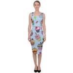 Cupcake Doodle Pattern Sleeveless Pencil Dress