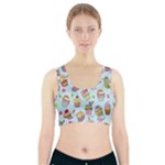 Cupcake Doodle Pattern Sports Bra With Pocket