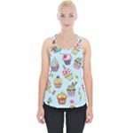 Cupcake Doodle Pattern Piece Up Tank Top