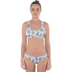 Cupcake Doodle Pattern Cross Back Hipster Bikini Set