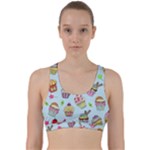 Cupcake Doodle Pattern Back Weave Sports Bra