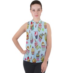 Mock Neck Chiffon Sleeveless Top 