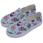 Cupcake Doodle Pattern Kids  Canvas Slip Ons