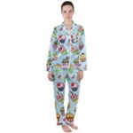 Cupcake Doodle Pattern Satin Long Sleeve Pyjamas Set