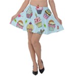 Cupcake Doodle Pattern Velvet Skater Skirt