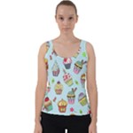 Cupcake Doodle Pattern Velvet Tank Top