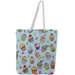 Cupcake Doodle Pattern Full Print Rope Handle Tote (Large)