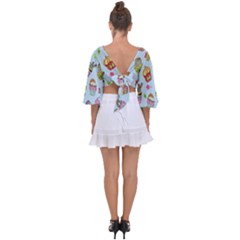 Tie Back Butterfly Sleeve Chiffon Top 