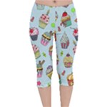 Cupcake Doodle Pattern Velvet Capri Leggings 