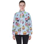 Cupcake Doodle Pattern Women s High Neck Windbreaker