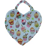 Cupcake Doodle Pattern Giant Heart Shaped Tote