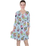 Cupcake Doodle Pattern Ruffle Dress