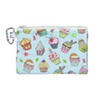 Cupcake Doodle Pattern Canvas Cosmetic Bag (Medium)