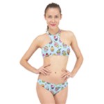 Cupcake Doodle Pattern High Neck Bikini Set