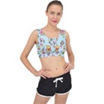 Cupcake Doodle Pattern V-Back Sports Bra