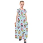 Cupcake Doodle Pattern Kids  Short Sleeve Maxi Dress