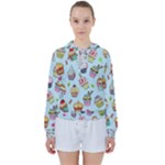 Cupcake Doodle Pattern Women s Tie Up Sweat