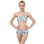 Cupcake Doodle Pattern Layered Top Bikini Set