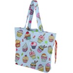 Cupcake Doodle Pattern Drawstring Tote Bag