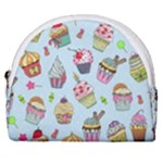 Cupcake Doodle Pattern Horseshoe Style Canvas Pouch