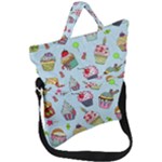 Cupcake Doodle Pattern Fold Over Handle Tote Bag