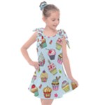 Cupcake Doodle Pattern Kids  Tie Up Tunic Dress