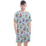 Cupcake Doodle Pattern Men s Mesh Tee and Shorts Set