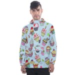 Cupcake Doodle Pattern Men s Front Pocket Pullover Windbreaker