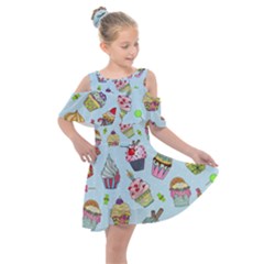 Kids  Shoulder Cutout Chiffon Dress 