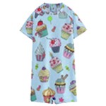 Cupcake Doodle Pattern Kids  Boyleg Half Suit Swimwear